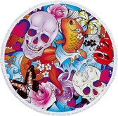Beach roundie Japan Art|Badstof Microfiber|Extra dikke kwaliteit|Koi skull tattoo
