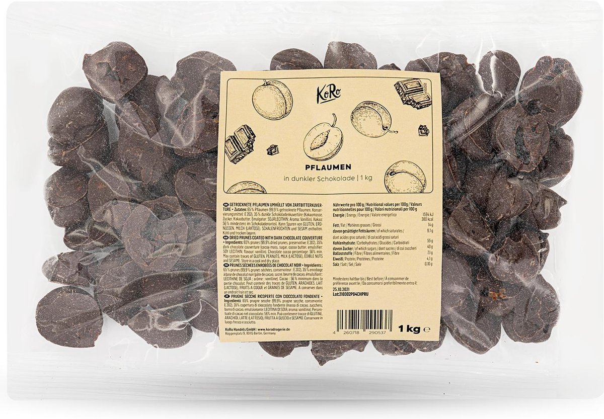 Goedkoopste KoRo | Pruimen met pure chocolade 1 kg