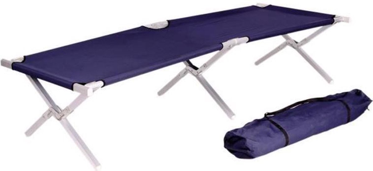 Veldbed XL 190 x 62 cm - aluminium campingbed / stretcher / kampeerbed - blauw