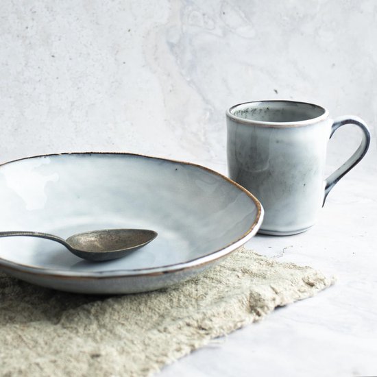 Dutch Rose Organic Mok - Mokken 25 cl. set van 4- Theemok - Koffiemok Mokken - Stoneware handgemaakt - Blauw