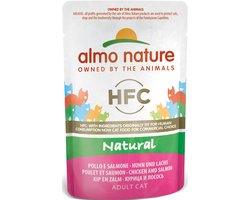 Almo Nature HFC Natural Natvoer voor Katten - Glutenvrij - 24 x 55 gram - Kip & Garnaaltjes - 24 x 55 gram