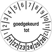 Goedgekeurd tot 21-26 sticker, op vel Ø 40 mm Wit