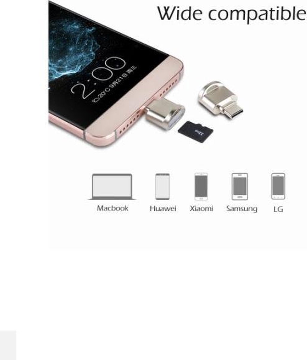 Iyalezirk 5-in-1 multifunctionele OTG kaartlezer/SD-kaartlezer/ondersteuning USB TF Android Type-C telefoon/computer/type C universeel