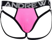 Andrew Christian Sugar Sparkle Sheer Y-Back Jock/Thong | Maat XL | Heren String | Roze | String Jockstrap combinatie