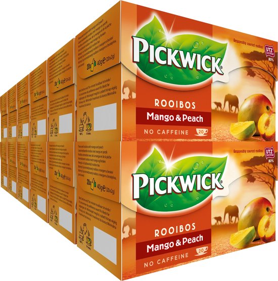 Pickwick Mango & Perzik Rooibos Thee - 12 x 20 theezakjes
