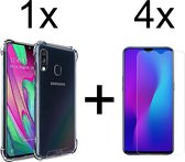 iParadise Samsung A40 Hoesje - Samsung Galaxy A40 hoesje transparant shock proof case hoes cover hoesjes - 4x samsung galaxy a40 screenprotector