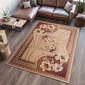 Tapiso Atlas PP Plancher Salon Chambre Beige Foncé Fleurs Abstrait Intérieur Moderne Atmosphère De Vie Durable De Haute Qualité Taille De Tapis - 80 x 150 cm