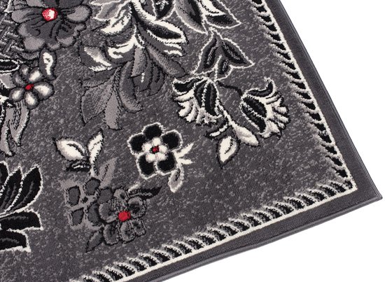 Tapiso Dream Tapis Salon Chambre Gris foncé Fleurs Design Trendy Classique Durable pratique Taille Tapis de haute qualité - 220 x 300 cm