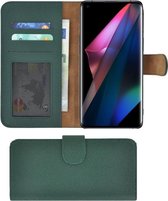 Oppo Find X3 Hoesje - Oppo Find X3 Pro Hoesje - Bookcase - Oppo Find X3/ Oppo Find X3 Pro Wallet Book Case Echt Leer Groen Cover