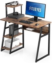 FITUEYES Computer Tafel Bureau met Planken Hout Matchwood Schrijven Tafel Werkstation voor Kantoor Thuis Studie 103x50,5x106cm CD210302WR