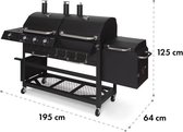 Klarstein Kingsville Double - Combi Fumoir à Charbon & Barbecue à Gaz 13,5kW - 3+1 Brûleurs - 2 Surfaces de Barbecue en Fonte