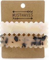 Dielay - Haarspelden - Haarclips - Set van 2 Stuks - 6,5 cm - Beige en Bruin