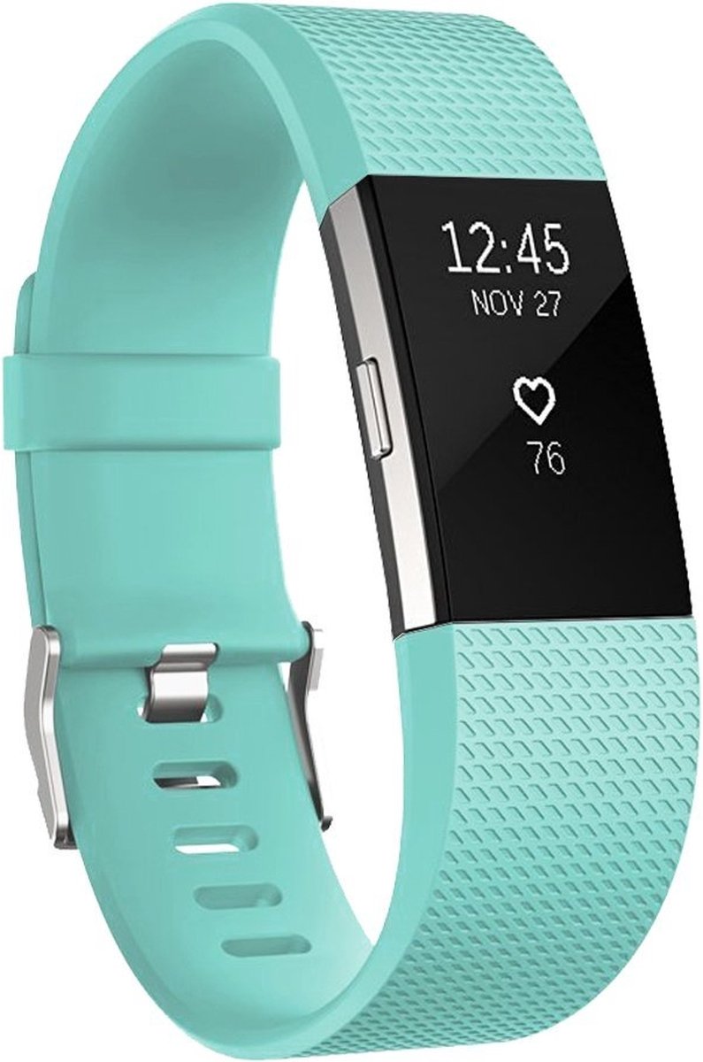 Merkloos Siliconen bandje - Fitbit Charge 2 - Turquoise - Small