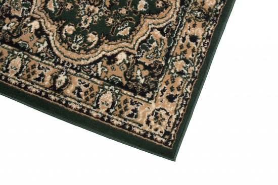 Tapiso Atlas Tapis Chemin Salon Chambre Cadre Vert Foncé Traditionnel Durable Pratique Atmosphère De Vie Design Haute Qualité Taille - 100 x 250 cm