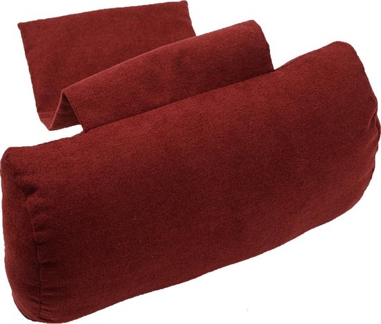 Finlandic hoofdkussen F01 rood voor relax fauteuil- luxe nekkussen met contragewicht voor sta op stoel- comfortabele stoffen hoofdsteun- in hoogte verstelbaar - Finlandic