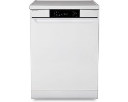 Sharp QWNA1DF45EWEU - vrijstaande vaatwasser - energie label E - 15 couverts - besteklade + topsproeier - wit