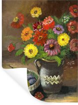 Sticker Muursticker Natures mortes abstraites - Nature morte de fleurs colorées et poire - 30x40 cm - film adhésif autocollant - sticker mural repositionnable