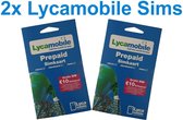 Lycamobile Prepaid Simkaart 2 stuks - KPN netwerk - Eerst opwaarderen voor gebruik - Zonder Registratie