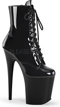 Pleaser Plateau Laarzen, Paaldans schoenen -38 Shoes- Flamingo-1020 Paaldans schoenen Zwart