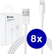 USB naar Lightning Kabel - 8 stuks - 1 meter - Wit - Geschikt voor Apple iPhone 6,7,8,9,X,XS,XR,11,12,13,14 - iPhone oplader kabel - iPhone lader kabel - Lightning USB kabel