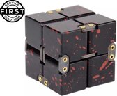 Infinity cube Zwart spattered Aluminium rood  – Fidget cube – Fidget toy –   Anti stress – Pop it – Friemel kubus – Bekend op Tiktok –  Magic cube