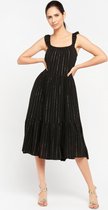 LOLALIZA Getailleerde jurk met lurex strepen - Zwart - Maat 36
