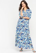 LOLALIZA Lange jurk met kleurrijke luipaard print - Blauw - Maat 44