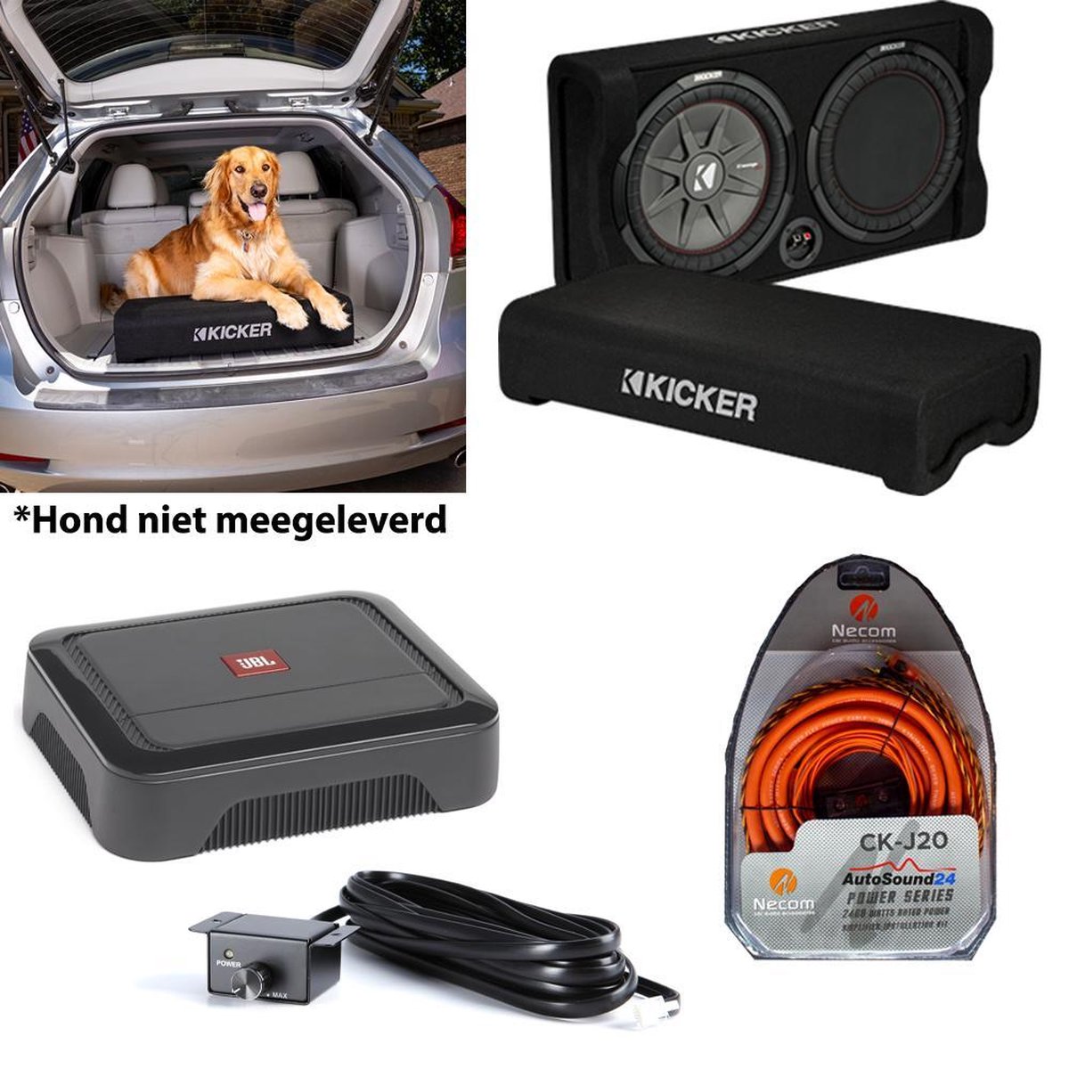 Subwoofer sous le siège pour auto avec amplificateur - RMS 100 Watt -  puissance maximale 500 Watt - RCA - Woofer 8 pouces (BC120US)