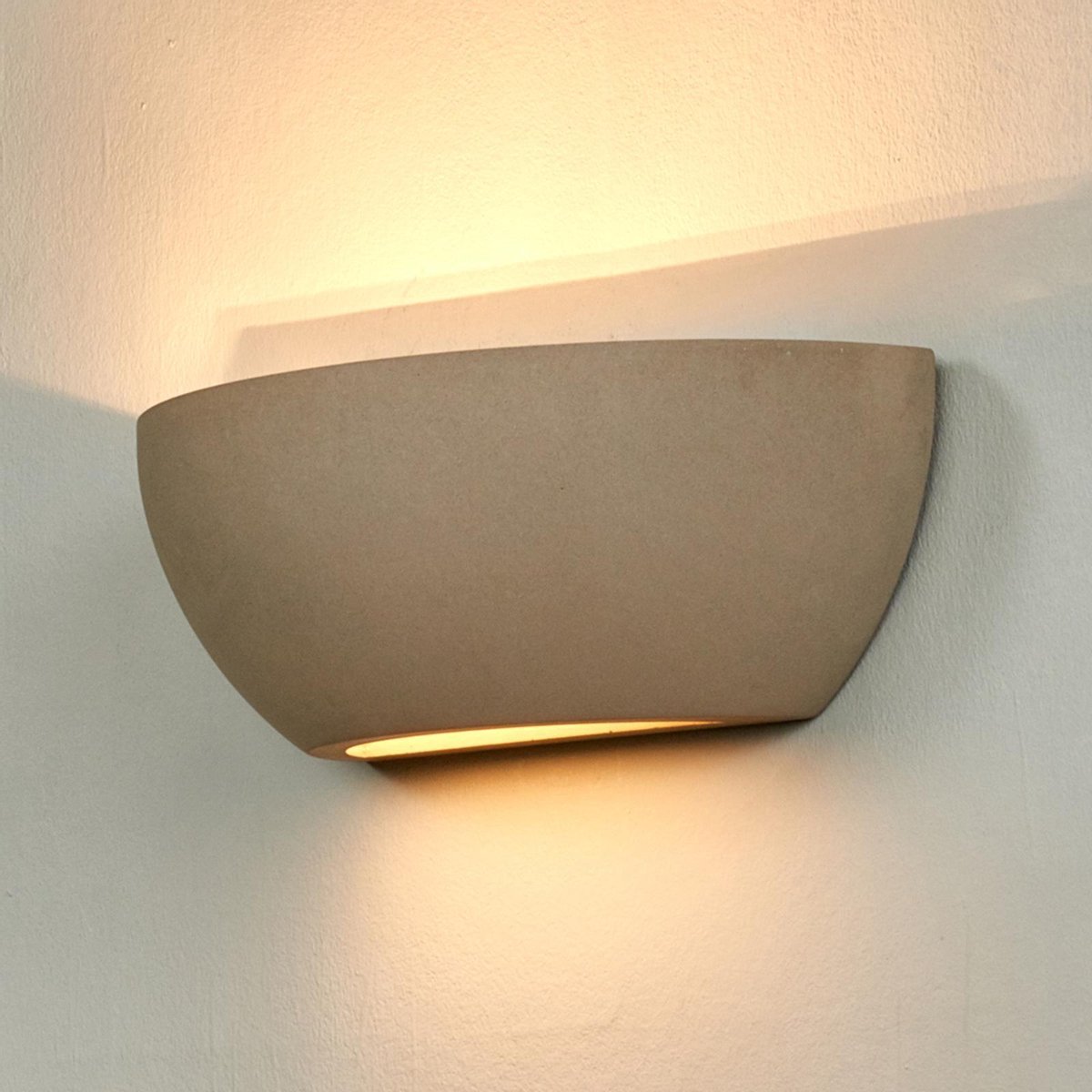 Lindby - Wandlamp - 1licht - beton, metaal - H: 9.5 cm - E14 - grijs