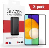 2-pack BMAX geschikt voor Samsung Galaxy A52 Glazen Screenprotector / Full Cover gehard glas / Beschermglas / Tempered Glass / Glasplaatje - Zwart