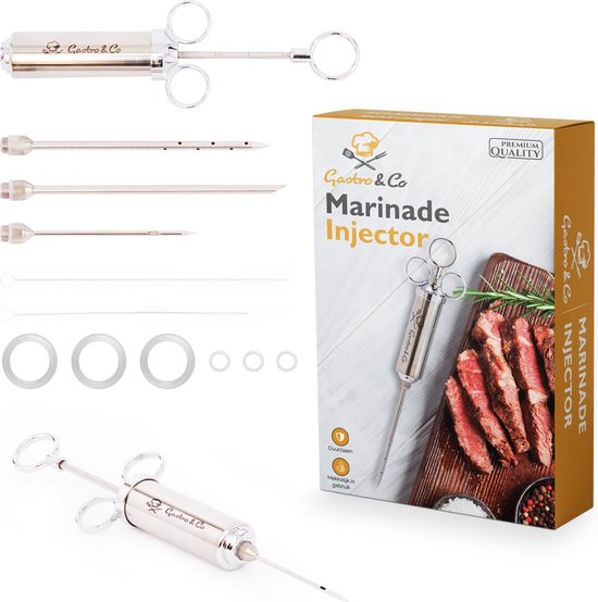 Gastro & Co® Marinade Injectiespuit RVS Injector Inclusief 3 Naalden