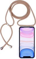 Apple iPhone 11 Hoesje - Mobigear - Lanyard Serie - TPU Hoesje met koord - Transparant / Bruin - Hoesje Geschikt Voor Apple iPhone 11