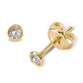 Lovebird LB111 - Gouden oorknopjes met briljant - Dames -  Rondje - 2,5 mm -  Diamant - Briljant Geslepen - 0,10 Karaat - 14 Karaat  - Goud
