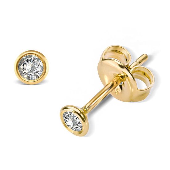 Rudyard Kipling Het kast Lovebird LB111 - Gouden oorknopjes met briljant - Dames - Rondje - 2,5 mm -  Diamant... | bol.com