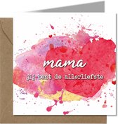 Tallies Cards - greeting - ansichtkaarten - Mama allerliefste - Aquarel  - Set van 4 wenskaarten - Inclusief kraft envelop - moederdag - mama - moeder - 100% Duurzaam