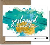 Tallies Cards - greeting  - wenskaarten - Geslaagd - Aquarel  - Set van 4 ansichtkaarten - geslaagd - diploma - zwemdiploma - rijbewijs - Inclusief kraft envelop - 100% Duurzaam