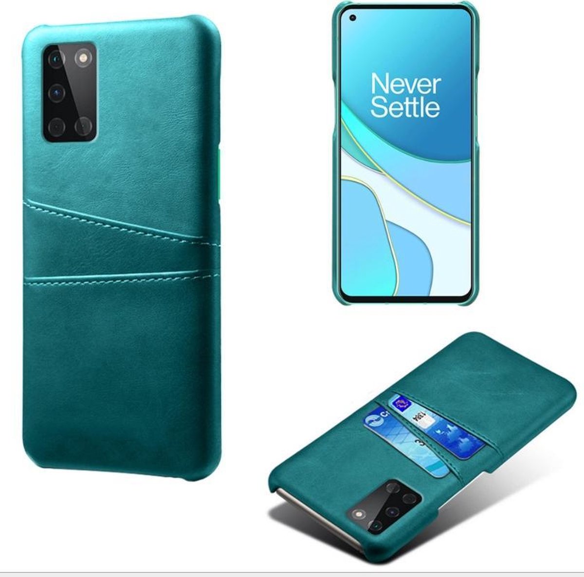 Back Cover met Opbergvakjes + PMMA Screenprotector voor OnePlus 8T _ Groen