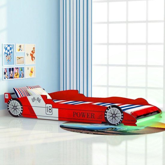 Medina Lit enfant voiture de course avec éclairage LED rouge 90x200 cm