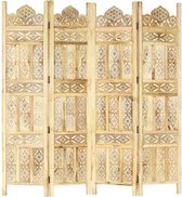 Medina Kamerscherm 4 panelen handgesneden 160x165 cm massief mangohout