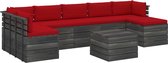 Medina 8-delige Loungeset met kussens pallet massief grenenhout