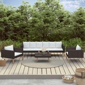 Medina 4-delige Loungeset met kussens poly rattan zwart