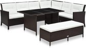 Medina 3-delige Loungeset met kussens poly rattan bruin