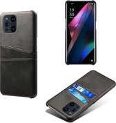 Back Cover met Opbergvakjes + PMMA Screenprotector voor OPPO Find X3 Pro _ Zwart