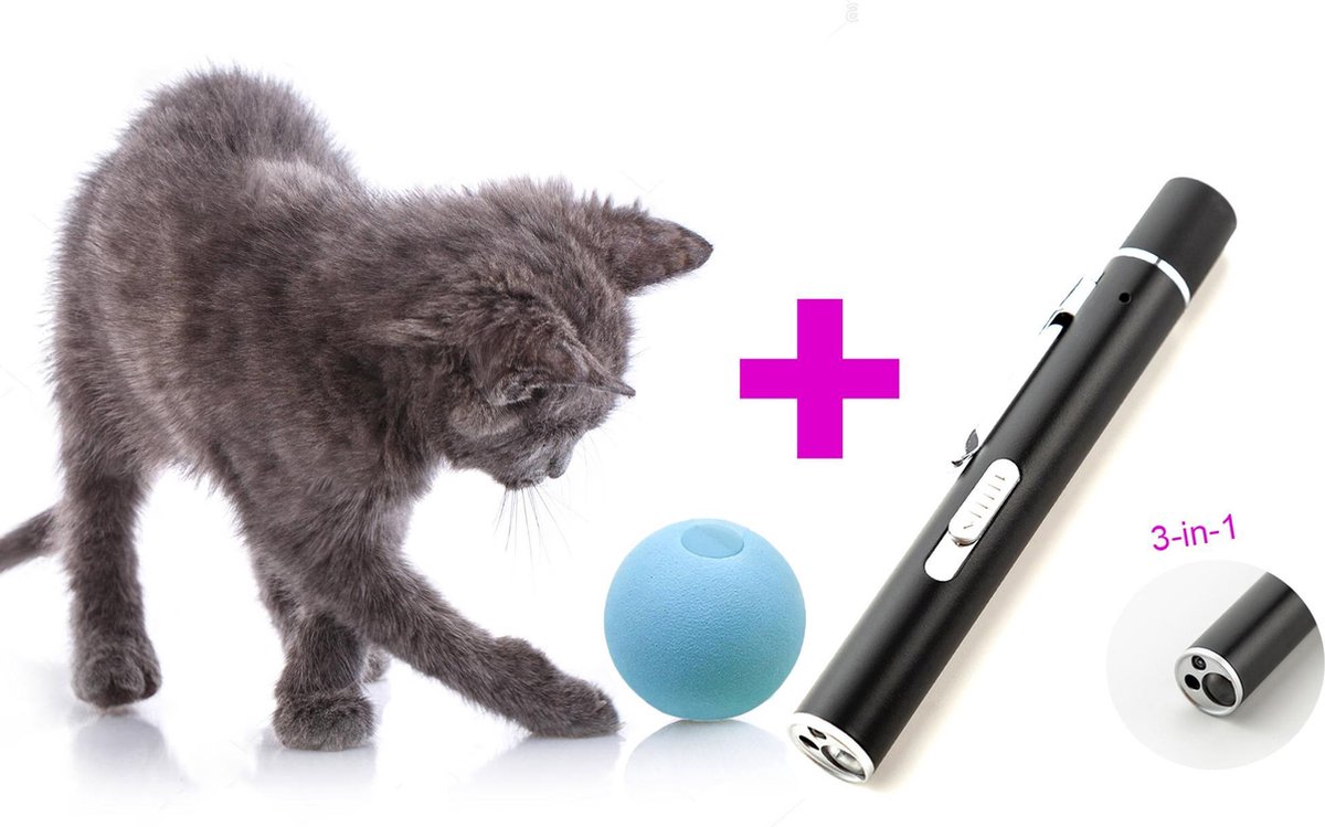 OT Stuff Favoriete Kattenspeeltjes - Kattenbal + Laserlamp - Speelgoed voor Katten - Speelgoed voor