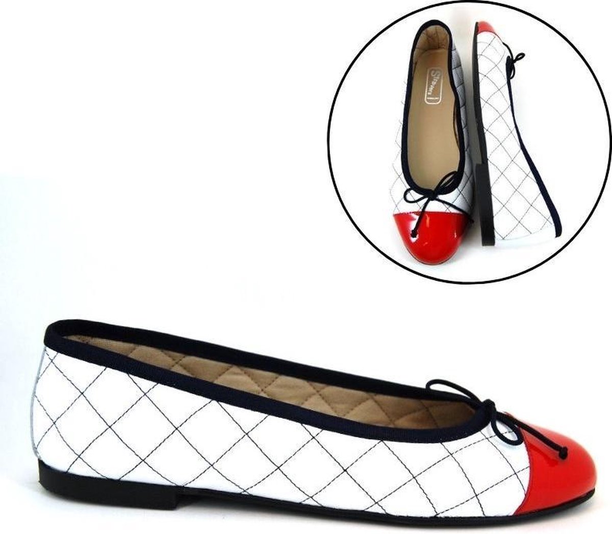 Beweren opwinding kip Stravers - Luxe Ballerina's Maat 44 Rood Wit Blauw Grote Maten Ballerina  Schoenen met... | bol.com