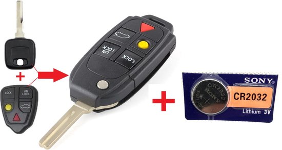 Graan Lee films 5 knoppen klapsleutel ombouwset + Batterij CR2032 geschikt voor Volvo  sleutel / Volvo... | bol.com