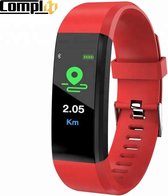 Compl8® - Stappenteller - Sport horloge -Hartslagmeter - Bloeddrukmeter - Afstandmeter- Online Nederlandse handleiding - IOS & Android- Rood