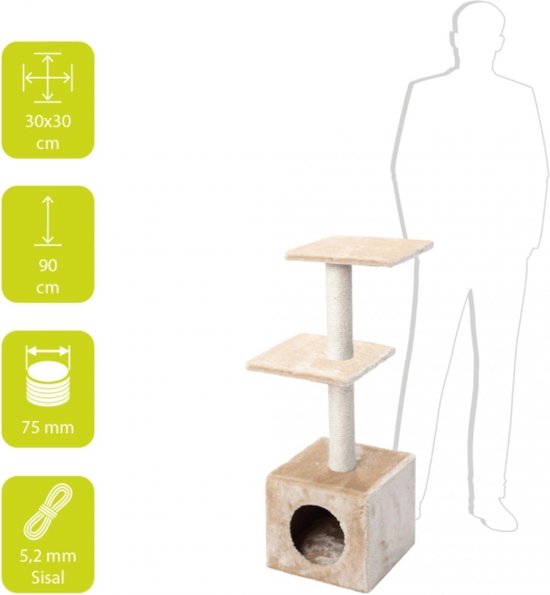 Ebi Krabpaal Classic Tree Palazzo cream - Beige - 30 x 30 x 90cm