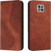 Voor Motorola Moto G Power 2021 Skin Feel Magnetisch S-type Effen Kleur Horizontale Flip Lederen Case met Houder & Kaartsleuf & Portemonnee (Bruin)