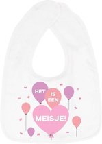 Hospitrix Slabbetje met tekst "Het is een meisje! " Wit - Cadeau Zwangerschap - Baby Kwijldoek - Kwijllap - Morslap - Bavette